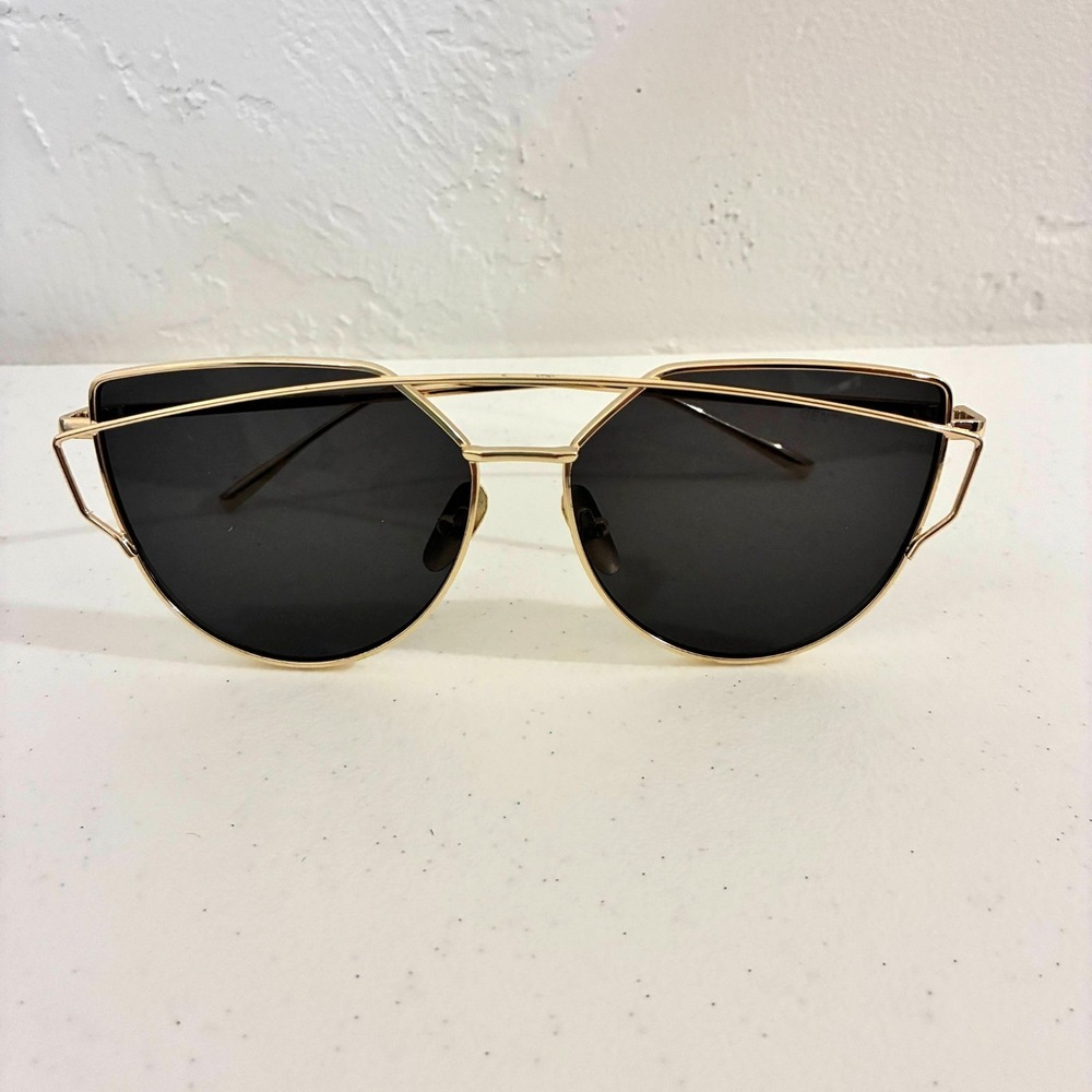Gentle Monster Love Punch Mirrored Cat Eye Sunglasses Gold Tone Wire Frame Italy